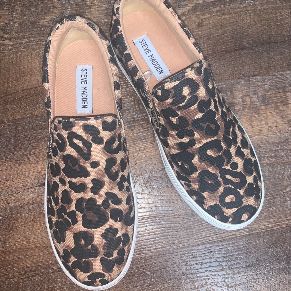 Steve Madden Leopard Print Slip-On Sneakers - Tan & Black
